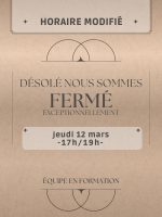 FERMÉ 12 MARS